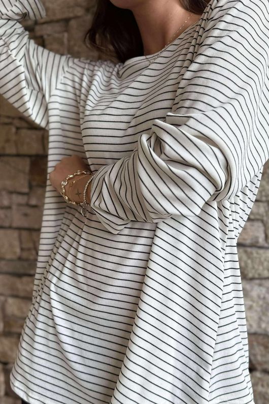 Agnes Stripe Trapeze Top White